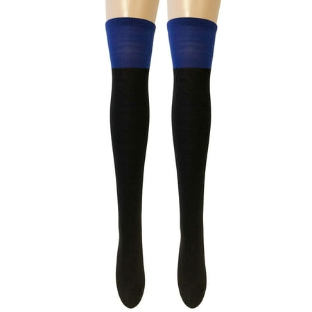 

Wrapables® Women s Two-Tone Knee High Boot Socks Blue and Black
