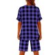 thumbnail image 2 of TaTaai Women's Summer Two Piece Outfit Plaid V-Neck Short Sleeve Button Blouse and Drawstring Waist Shorts Linen-Like Fabric Casual Matching Set Gift, 2 of 7