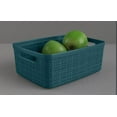 Curver Jute Basket Small 2pk, Resin Plastic Storage Bin, Aqua Slate