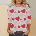 thumbnail image 1 of Qertyioot Cadeau de Saint-Valentin pour Femmes, Imprimé Décontracté, Manches Longues, Col Rond, 1 of 5