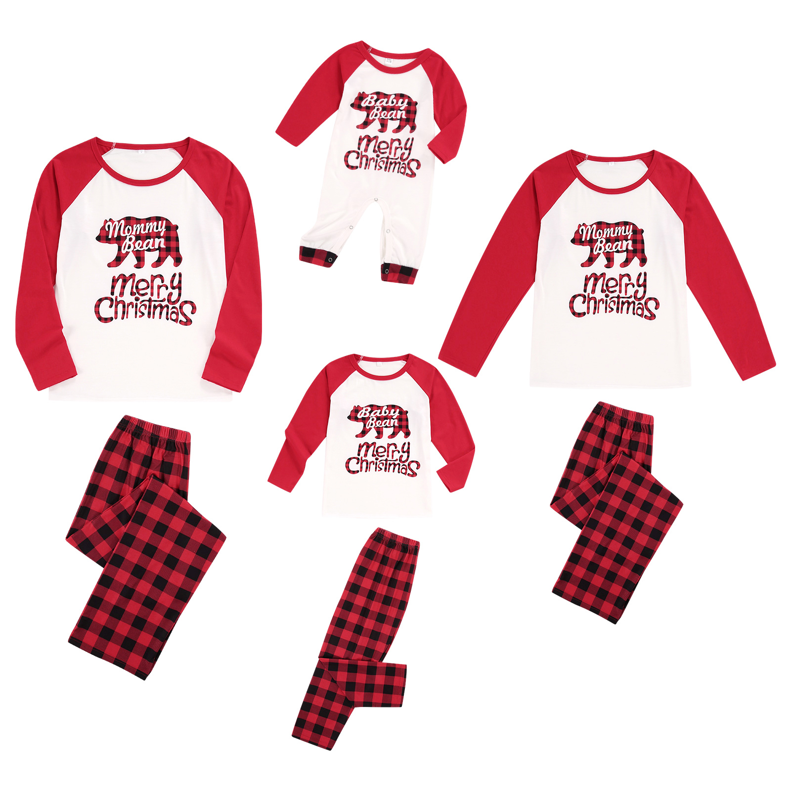 Matching Family Christmas Pajamas Sets Christmas PJ's with Bear Long