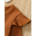 thumbnail image 6 of Jxzom Infant Newborn Baby Girl Western Clothes Ribbed Long Sleeve Romper Flared Pants Headband Set 3pcs Fall Winter Outfits, 6 of 7