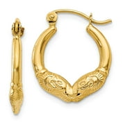 Real 14kt Yellow Gold Ram Head Hoop Earrings; for Adults and Teens; for Women and Men