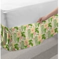 thumbnail image 2 of Floral Bed Skirt, Vintage Flowers Pointy Petals Leaves Motifs Pattern on Pale Background, Elastic Bedskirt Dust Ruffle Wrap Around for Bedding Decor, 4 Sizes, Cream Pistachio Green, by Ambesonne, 2 of 2