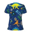 thumbnail image 4 of Naloa Dinosaur In Space Print T-Shirts Short Sleeve V Neck Tees for Women Fashion Tops Trendy Lightweight Soft Casual Summer Outfits Clothes, 4 of 5