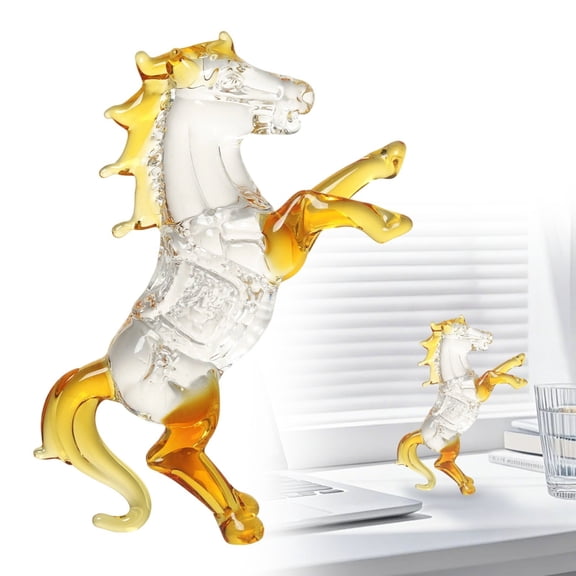 1Pc Hand Blown Glass Horse Figurine, Colorful Crystal Horse Statue, Collectible Art Glass Figurine for Home Office Decor, 11x7cm, J Clearance