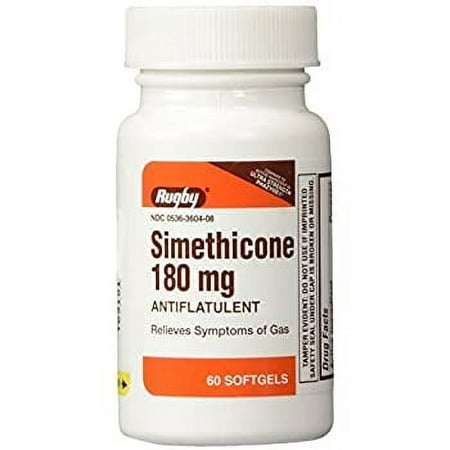 Rugby Simethicone Softgel Capsules for Gas Relief, 180Mg, Orange