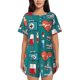 thumbnail image 1 of Balery Medical Elements Conjunto de Pijama para Mujer con Estampado, Dos Piezas de Manga Corta y Shorts, Ropa de Dormir Suave con Cuello Redondo y Bolsillos-Medium, 1 of 6