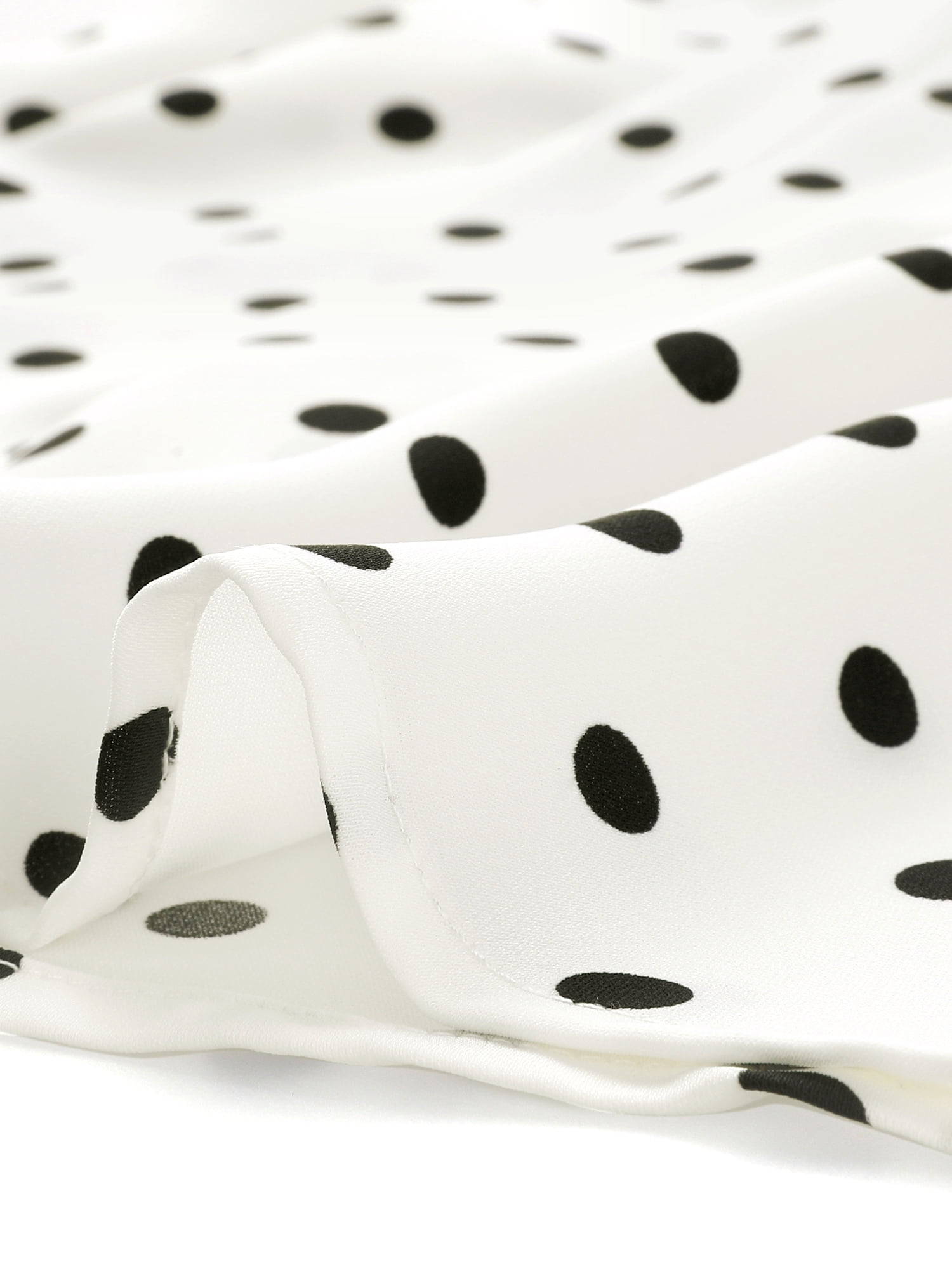 DARING DIVA Women's V Neck Polka Dots 3/4 Sleeve Casual Button Blouse L White
