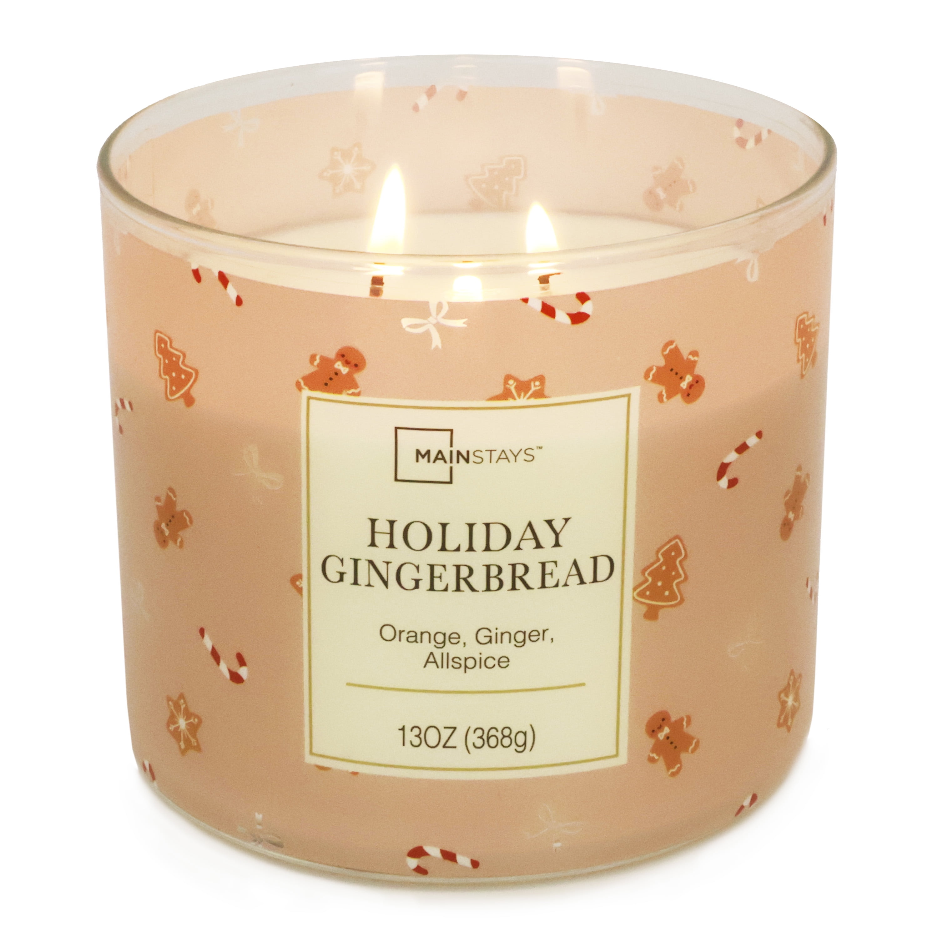 (3 pack) Mainstays 3-wick Holiday Gingerbread Designs, 13-Ounce