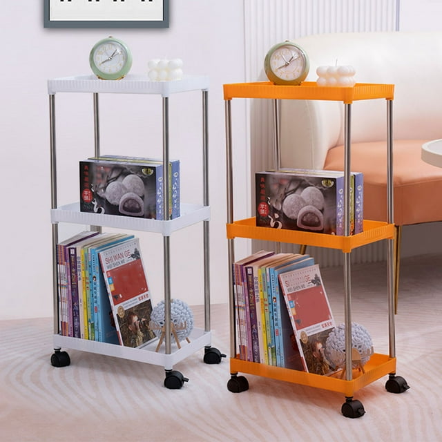 Billuyoard Carro de baño organizador, ahorro de espacio y fácil de limpiar, hecho de acero inoxidable, carro de almacenamiento para baño Almacenamiento y organización del hogar Naranja