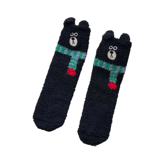 Likimi Fuzzy Fleece Socks For Men And Women Cute Cartoon Print Thick Winter Warm Fashionable Socks Size One Size