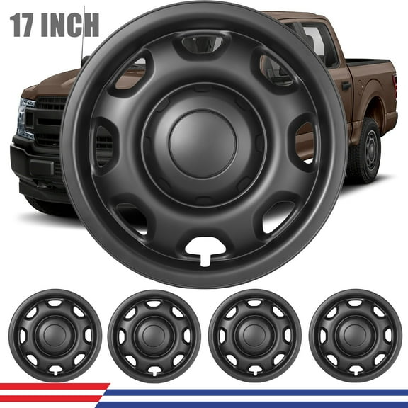 (4Pcs/Set)17" Hubcaps Wheel Rims Cover Fit for 2010-2025 Ford F-150 XL model Compatible With Steel Wheels ABS PC Material Snap On Installation(17-Inch, Matte Black)