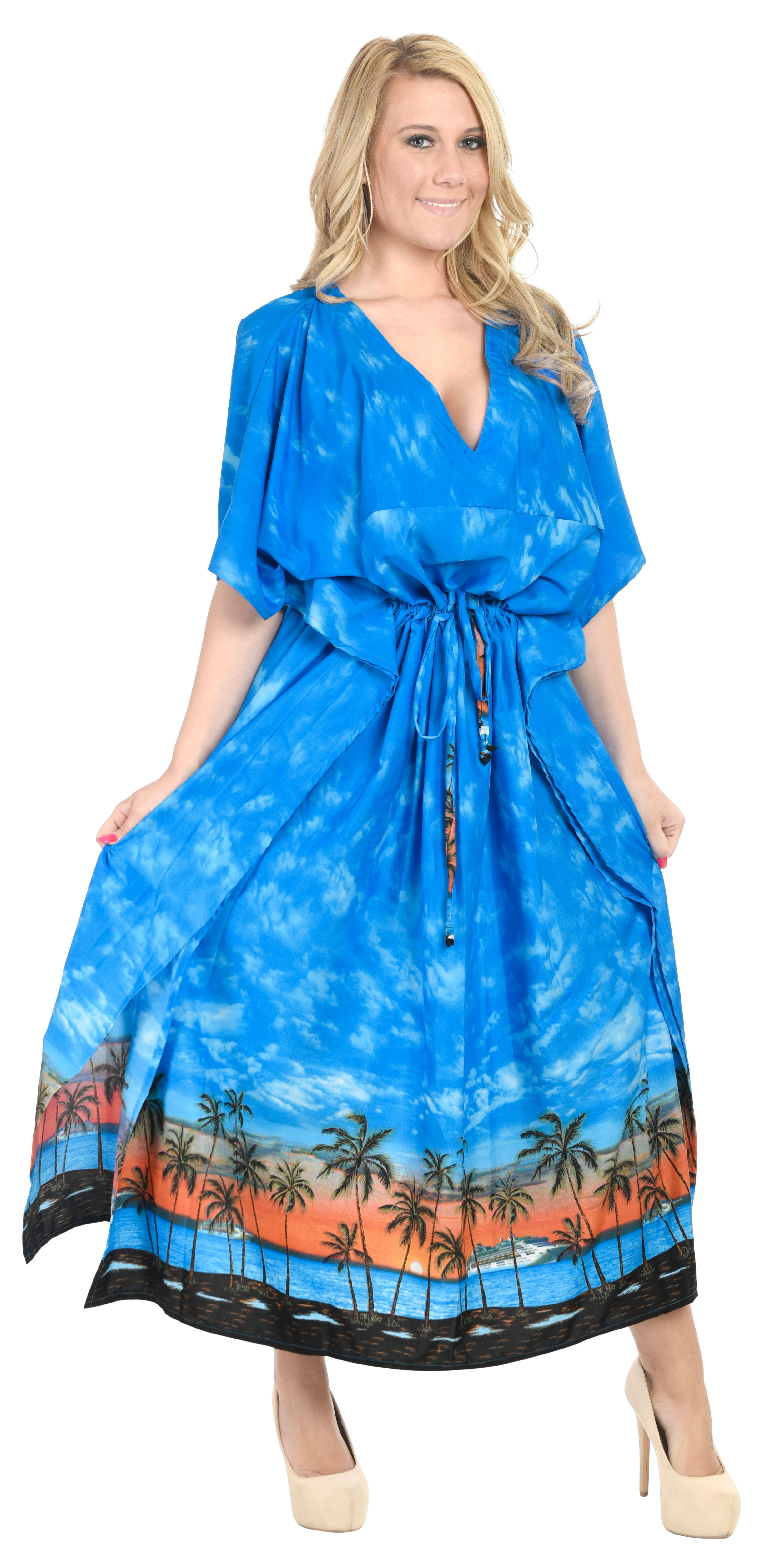 HAPPY BAY Women's Plus Size Kaftan Dress Loungewear Cover Ups US 14-22W ...