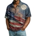 thumbnail image 3 of 4th of July 250th Anniversary Men's Patriotic Zip Short Sleeve Polo Shirt, 1776-2026 Flag Print, Quarter-Zip Collar Commemorative Events Summer Casual Going Out Tops Dark Blue L, 3 of 9