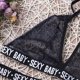 thumbnail image 5 of VISgogo Conjunto de lencería para mujer de 2 piezas, Sujetador push-up con cuello en V y cordones transparentes con estampado de letras + Tanga elástico para novia, esposa VISgogo moda, 5 of 9