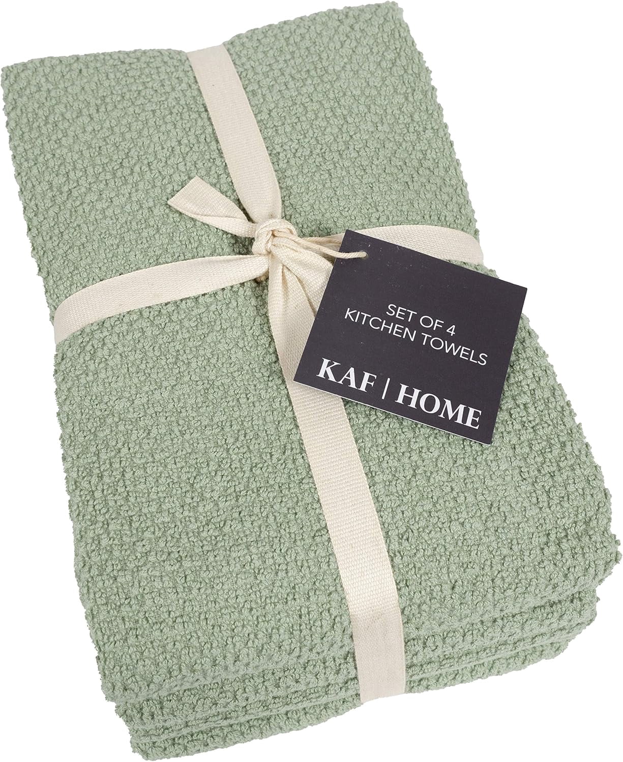 KAF Home Deluxe Kitchen Towels Set, Popcorn Terry Dish Towels, 18” x 28”, Agave Green, 4 Pack