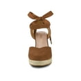 thumbnail image 6 of BLISSFUL STEP Women's Shoes Espadrille Wedge High Heel Round Toe Sandals Brown 5.5, 6 of 7