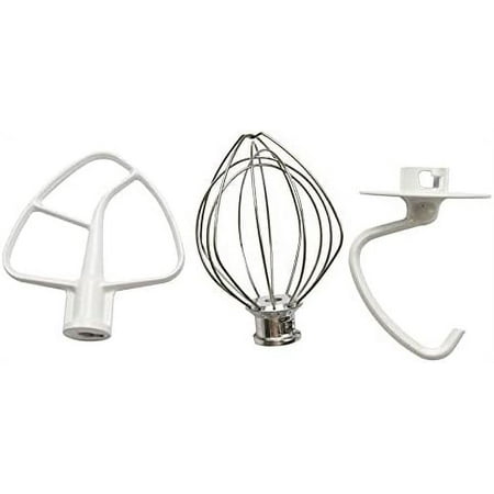

K45DH Dough Hook & K45WW Wire Whip & K45B Coated Flat Blade Paddle With Scraper 3 Pieces Stand Mixers Repair Set Replacement For Ken-More Mixer