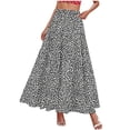 thumbnail image 4 of qelini Floral Maxi Skirt for Women Plus Size Long Skirt Elastic Waist Drawstring A-line Skirt Pockets Print Beach Casual Skirt, 4 of 5