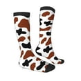thumbnail image 3 of Fotbe Brown Black Cow print Women's Men's Novelty Crew Socks Cotton Socks Knee High Socks for Walking,Running,Nurses,Pregnancy, 3 of 9