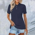 thumbnail image 2 of Womens Tops Summer Tops Fashion Casual Short Sleeve Button Down Collared T Shirts Loose Fit Blouses Mesh Material Daily/Work/Outings Soft Breathable Package Size 30X30X1Cm Xl Shirts for Women, 2 of 7