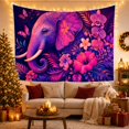 thumbnail image 3 of Floral Garden Ornately with Elephant Head Profile Facing, Mystical Fantasy for Space Lovers, Galaxy Room Decor, Mother'S Day Gift, Tapestry Wall Hanging for Bedroom and Dorm, 3 of 7