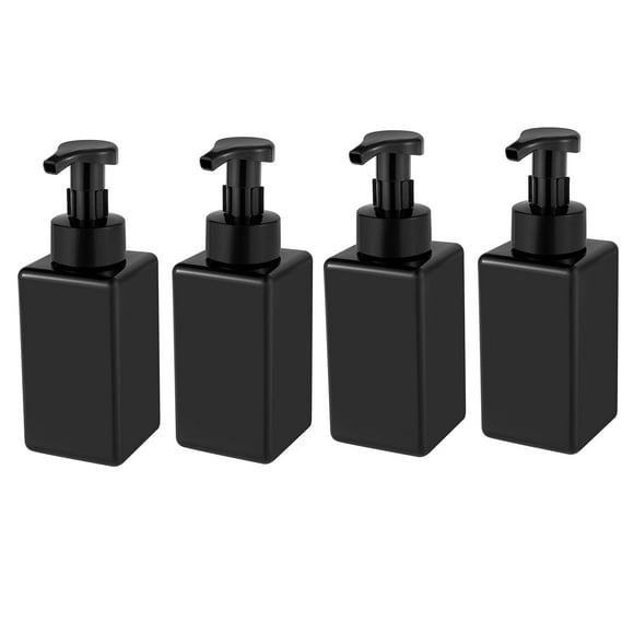 UUJOLY Distributeur de Savon Moussant, Bouteille à Pompe Rechargeable 22oz en Plastique pour Savon Liquide, Shampooing, Gel Douche, 4 Pcs, Noir