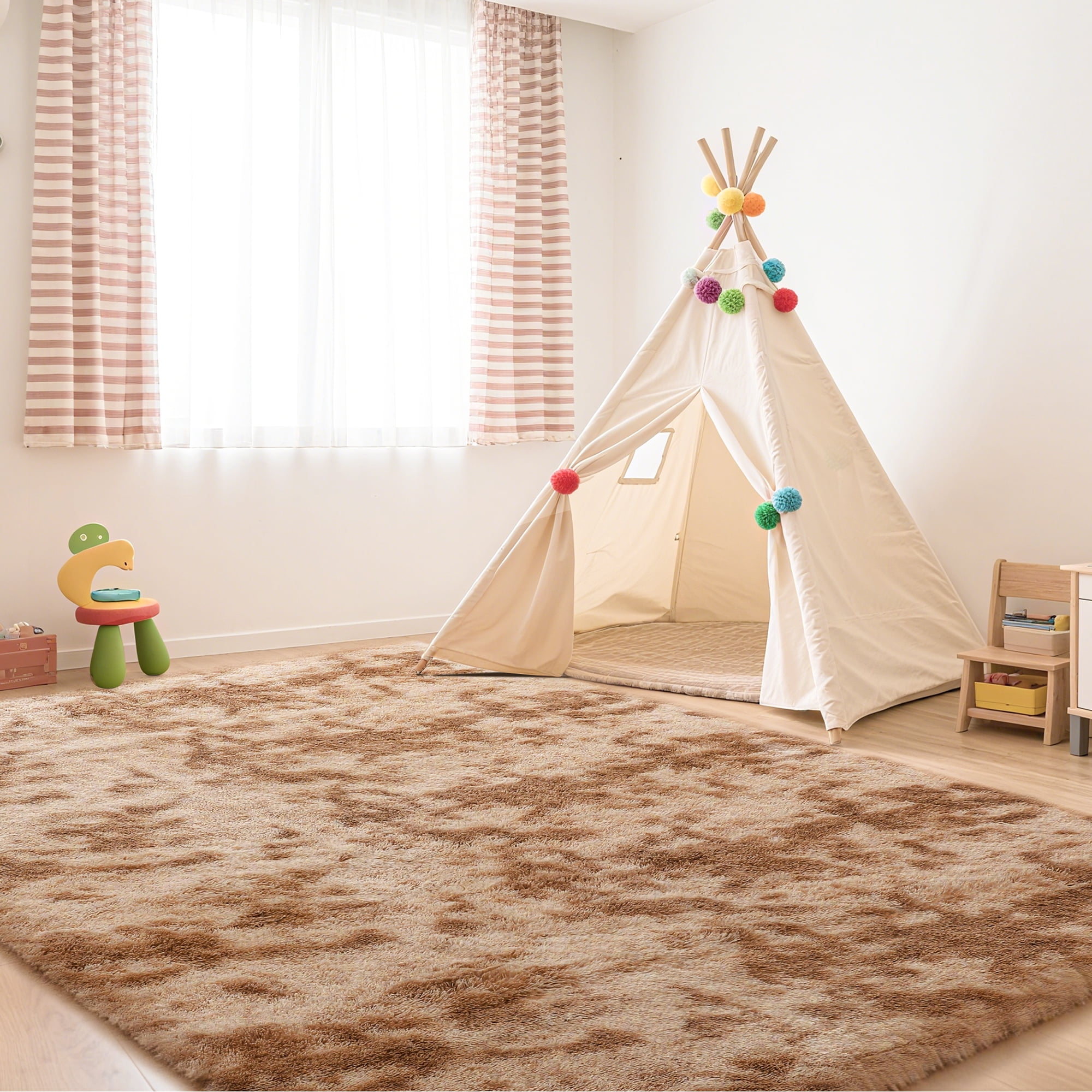 CozyDesg 5ft x 8ft Area Rugs, Soft Fluffy Area Rugs Floor Mat Floor Rugs for Living Room Bedroom Modern Decor Carpet, Camel