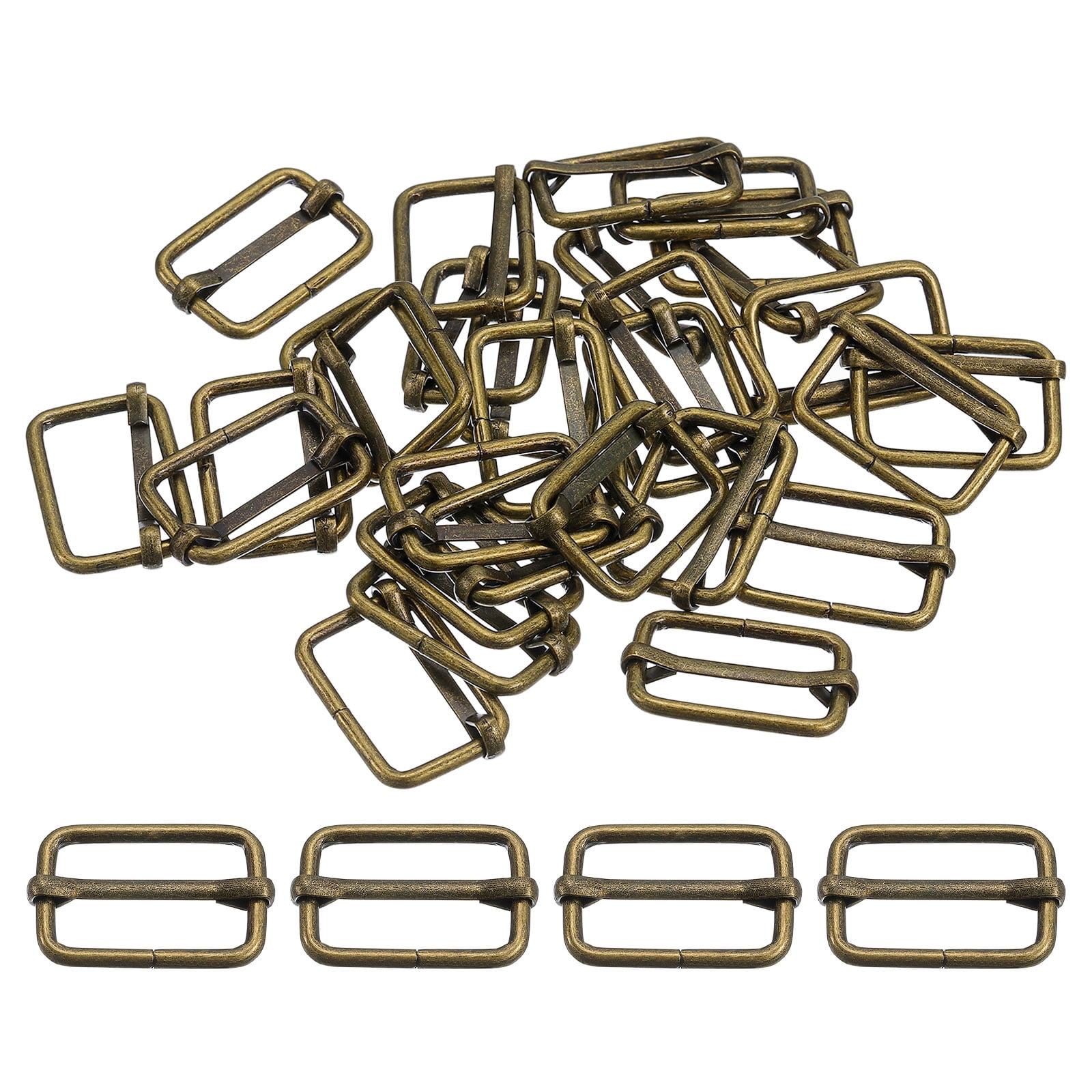 Slides Buckles, 30 Pack 25x16x2.8mm Metal Roller Pin Buckles, Bronze