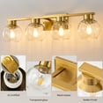 thumbnail image 3 of Bathroom Vanity Fixtures 4-Lights Gold Bathroom Light Over Mirror with Clear Glass Shade Vanity Lights for Bathroom, 3 of 7