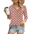 thumbnail image 2 of Jsaierl Womens 3/4 Sleeve Tops Summer V Neck Shirts Fashion Print Petite Blouses Workout Holiday T-shirts Top S-2XL, 2 of 10