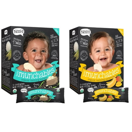 Nosh  Baby Munchables Organic Rice Teething Wafers - 26 Piece - Sampler Pack - Simply Rice & Banana