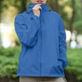 thumbnail image 2 of Wutalume Women's Solid Color Hooded Long Sleeve Jacket Lightweight Windbreaker Sun Protection Coat for Outdoor Hiking Running Sports,Blue M, 2 of 6