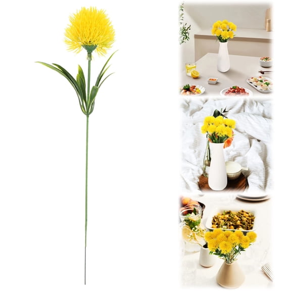 FXMLRLK Fake Plants Dandelion Flowers Decoration, Artificial Plant Plastic Greenery Faux Outdoor Indoor Home Garden Party Room Bedroom Bathroom office Wedding Table Centerpiece DIY Decor,Yellow