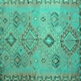 thumbnail image 1 of Ahgly Company Machine Washable Indoor Square Persian Turquoise Blue Traditional Area Rugs, 6' Square, 1 of 4