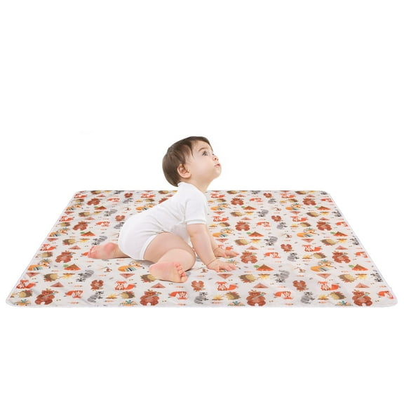 Dznils Baby Splat Mat for Under High Chair, Waterproof Non-Slip Multicolor Bear Floor Mat, 53" x 53"