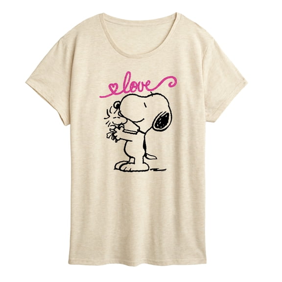 Peanuts - Love Snoopy and Woodstock - Women's Short Sleeve Graphic T-Shirt
