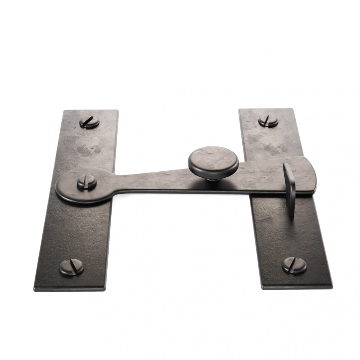 Renovators Supply Black Door Lock Flip Latch 3" L H Flush Mount Wrought Iron Flip Latches forCabinet, Farmhouse Barn Door or Fence Gate Hardware Locks w/Screws Pack of 2