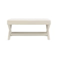 thumbnail image 4 of GZXS Velvet Upholstered Bench with X-Crossed Legs, Modern Ottoman Stool with Solid Wood Frame & Padded Seating for Entryway/Bedroom/Living Room, Beige, 4 of 7