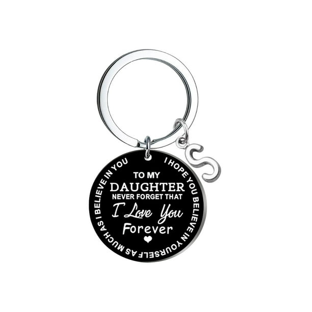 Llavero creativo DIY para mi hija, acero inoxidable negro, apellido, 26 letras, 2,5 cm Wmkox8yi sjalhkljlk3854