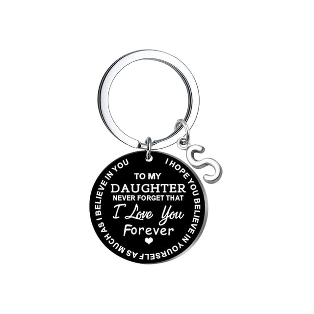 Llavero creativo DIY para mi hija, acero inoxidable negro, apellido, 26 letras, 2,5 cm Wmkox8yi sjalhkljlk3854