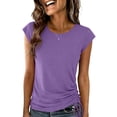 thumbnail image 2 of LIaqionyy Shirt for Womens Crew Neck Solid Color Short Sleeve Comfy Summer Top Basic Casual T Shirts Clothes, 2 of 6