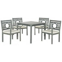 SAFAVIEH Montclair Outdoor Modern 5 Piece Dining Set with Cushion, Ash Grey/Beige