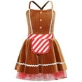 thumbnail image 4 of TiaoBug Girls Christmas Gingerbread Cookie Dress-up Velvet X Back Tutu Dance Dress Brown 8, 4 of 6