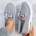 thumbnail image 5 of Domuza Women Knit Slip On Wedge Sneakers with Bow, Breathable Air Cushion Platform Shoes, Lightweight Comfortable Casual Walking Footwear Gray 9（EU-42）, 5 of 6