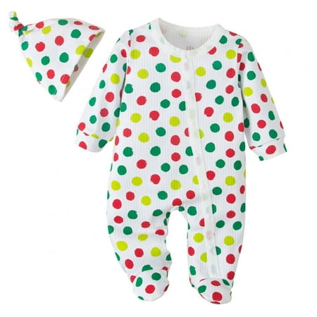

Lovebay Infant Newborn Baby Girl Boy Long Sleeve Romper Unisex Baby Outfits 2Pcs Hat+Jumpsuit Clothes Set 0-12 Months