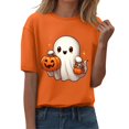 thumbnail image 2 of T-Shirt à Manches Courtes pour Femmes Seductiva Vente Liquidation 2025 T-Shirt d'Halloween pour Femmes Manches Courtes Graphique Col Rond Hauts Imprimé Citrouille Décontracté Automne Automne Chandails 2025, 2 of 4