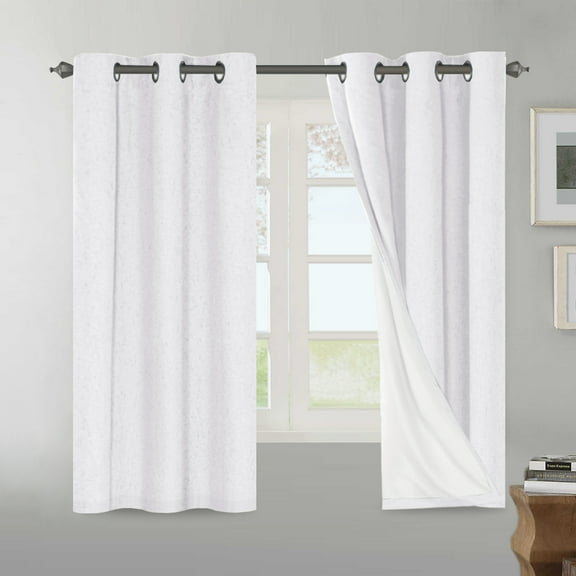 H.VERASILTEX Blackout White Curtains for Bedroom Energy Efficiency Window Curtains for Nursery (2 Panels, 42"x 63", Bright White)