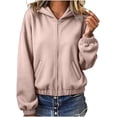 thumbnail image 2 of QUNYINEY Zip Up Women Hoodies Fall Casual Sweatshirt Loose Fit Hooded Long Sleeve with Pocket Solid Womens Sweatshirt S-2XL, 2 of 6